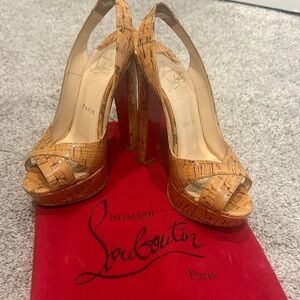 Christian Louboutin Cork Peep-Toe Heels